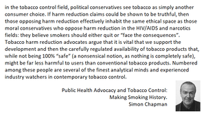 Excerpt of make smoking history supporting Harm Reduction