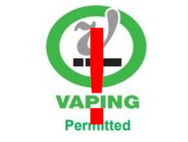 Vaping permitted symbol with exclamation point overlayed in red