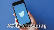 Ecigclick: The hashtag #OldFartsVaping and Twitter logo shown on a mobile phone screen